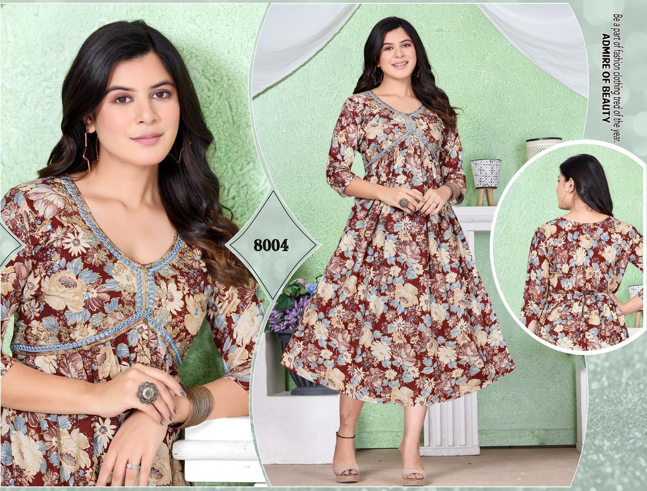 Be You By Golden Rayon Embroidery Alia Cut kurtis Catalog
